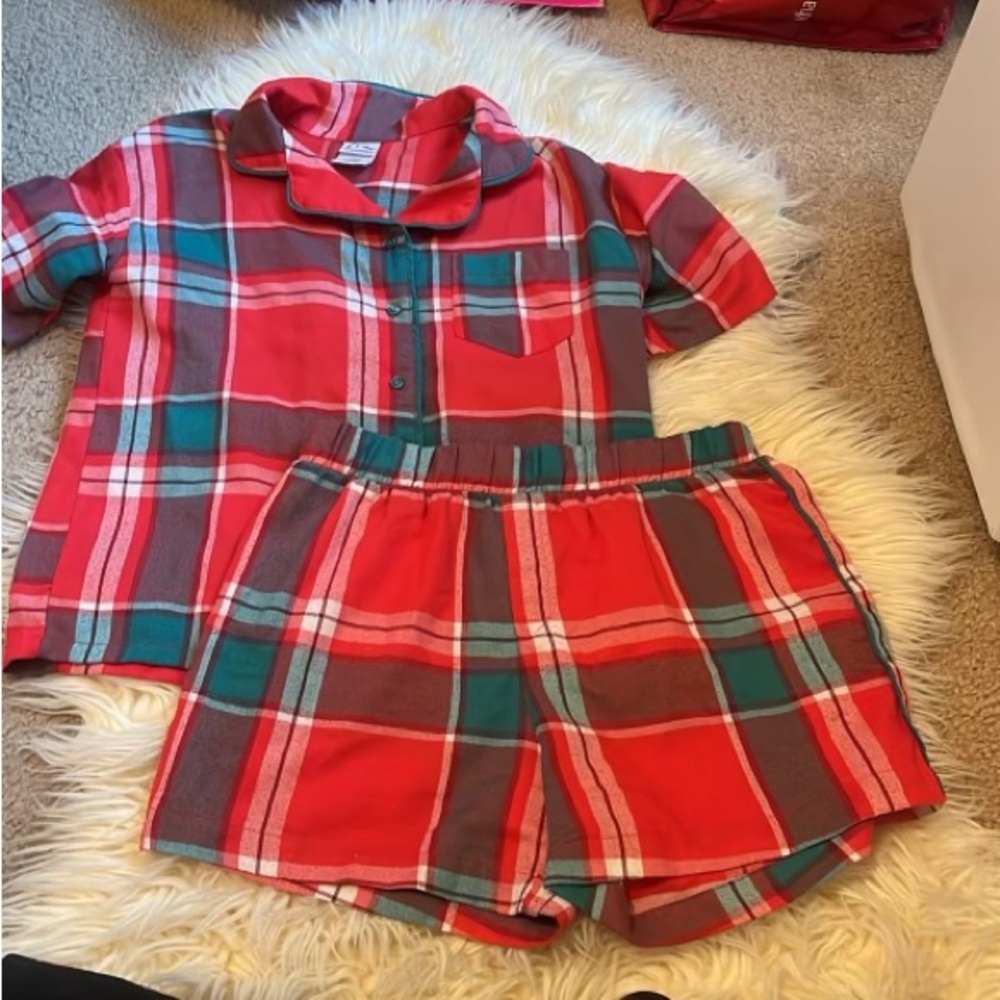art-class girls plaid pj set